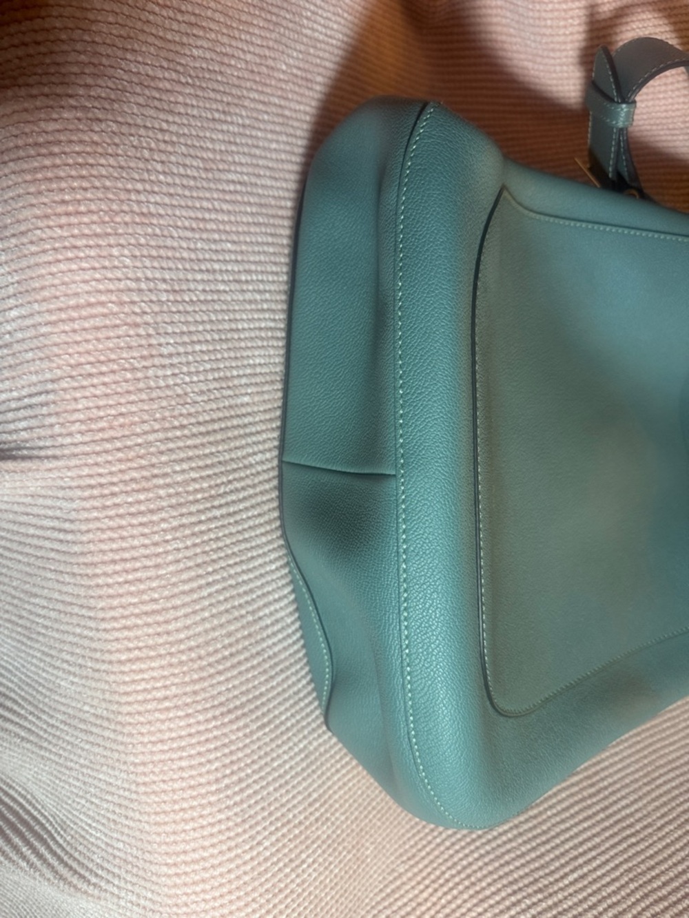Burberry Teal Leather Bucket Shoulder Bag - Picture 9 of 10